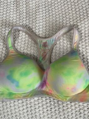 Victoria's Secret PINK Yoga Pastel Tie-Dye Racerback Bra Medium Gym Workout